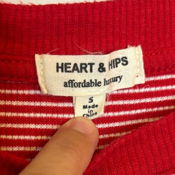 Heart & Hips Red Striped Cropped Long Sleeve Top Size Small - Picture 4 of 7